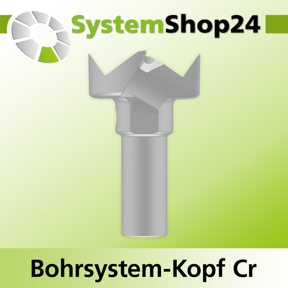Systemshop24 Bohrsystem-Kopf Chromstahl D31mm d6mm H12,7mm (1/2") GL50mm S Gewinde innen M8 mit Passsitz RL