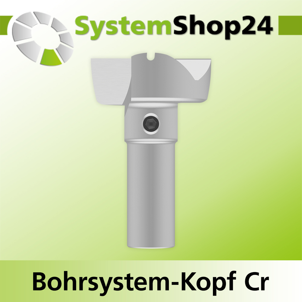 Systemshop24 Bohrsystem-Kopf Chromstahl D32mm d6mm H12,7mm (1/2") SW14mm GL50mm S Gewinde innen M8 mit Passsitz RL