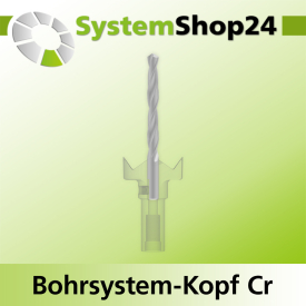 Systemshop24 Bohrsystem-Kopf Chromstahl D32mm d6mm H12,7mm (1/2") SW14mm GL50mm S Gewinde innen M8 mit Passsitz RL