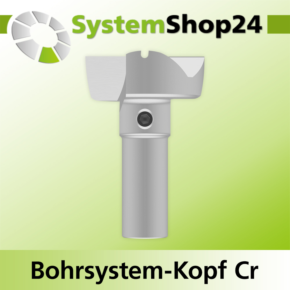 Systemshop24 Bohrsystem-Kopf Chromstahl D33mm d6mm H12,7mm (1/2") SW14mm GL50mm S Gewinde innen M8 mit Passsitz RL