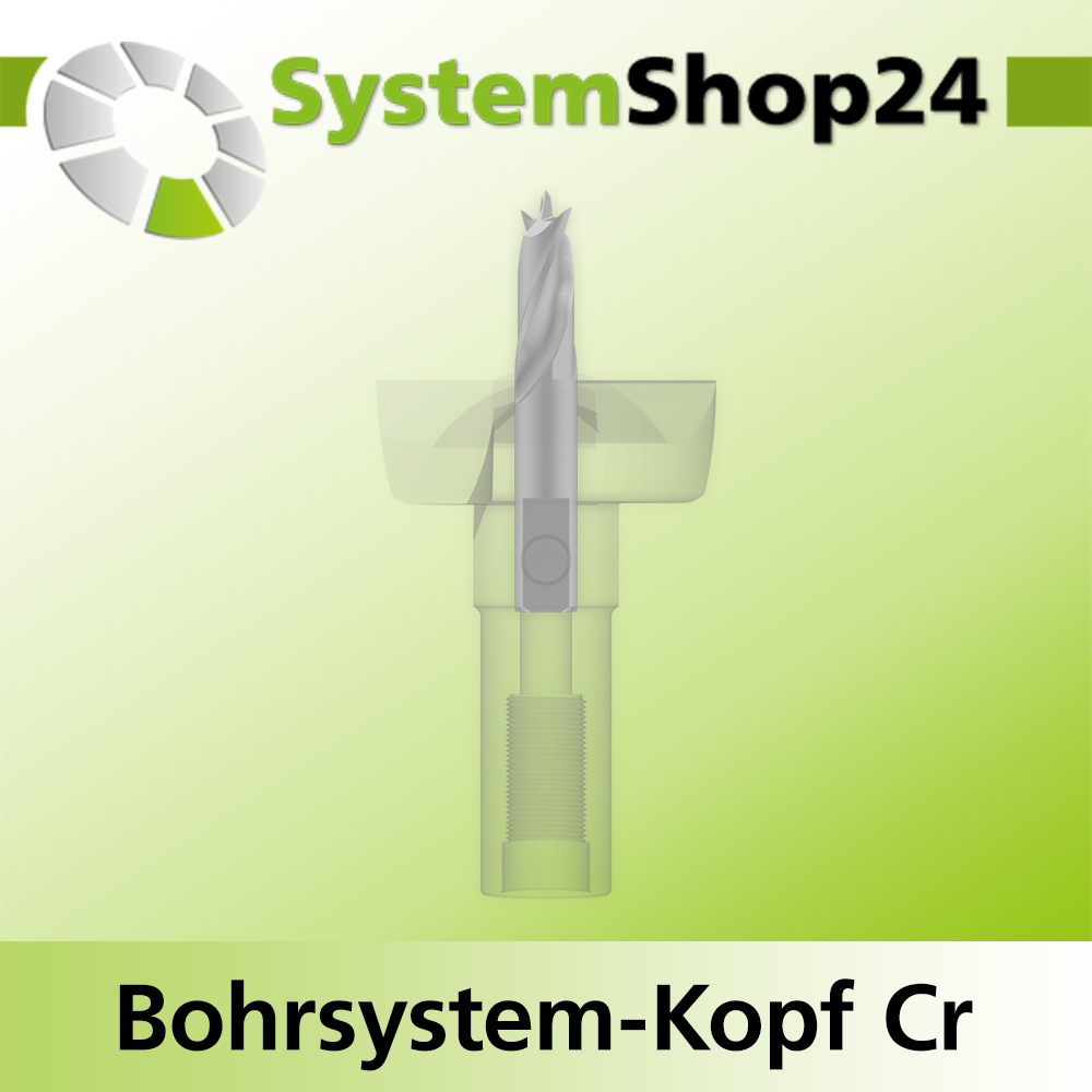 Systemshop24 Bohrsystem-Kopf Chromstahl D33mm d6mm H12,7mm (1/2") SW14mm GL50mm S Gewinde innen M8 mit Passsitz RL