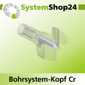 Systemshop24 Bohrsystem-Kopf Chromstahl D33mm d6mm H12,7mm (1/2") SW14mm GL50mm S Gewinde innen M8 mit Passsitz RL