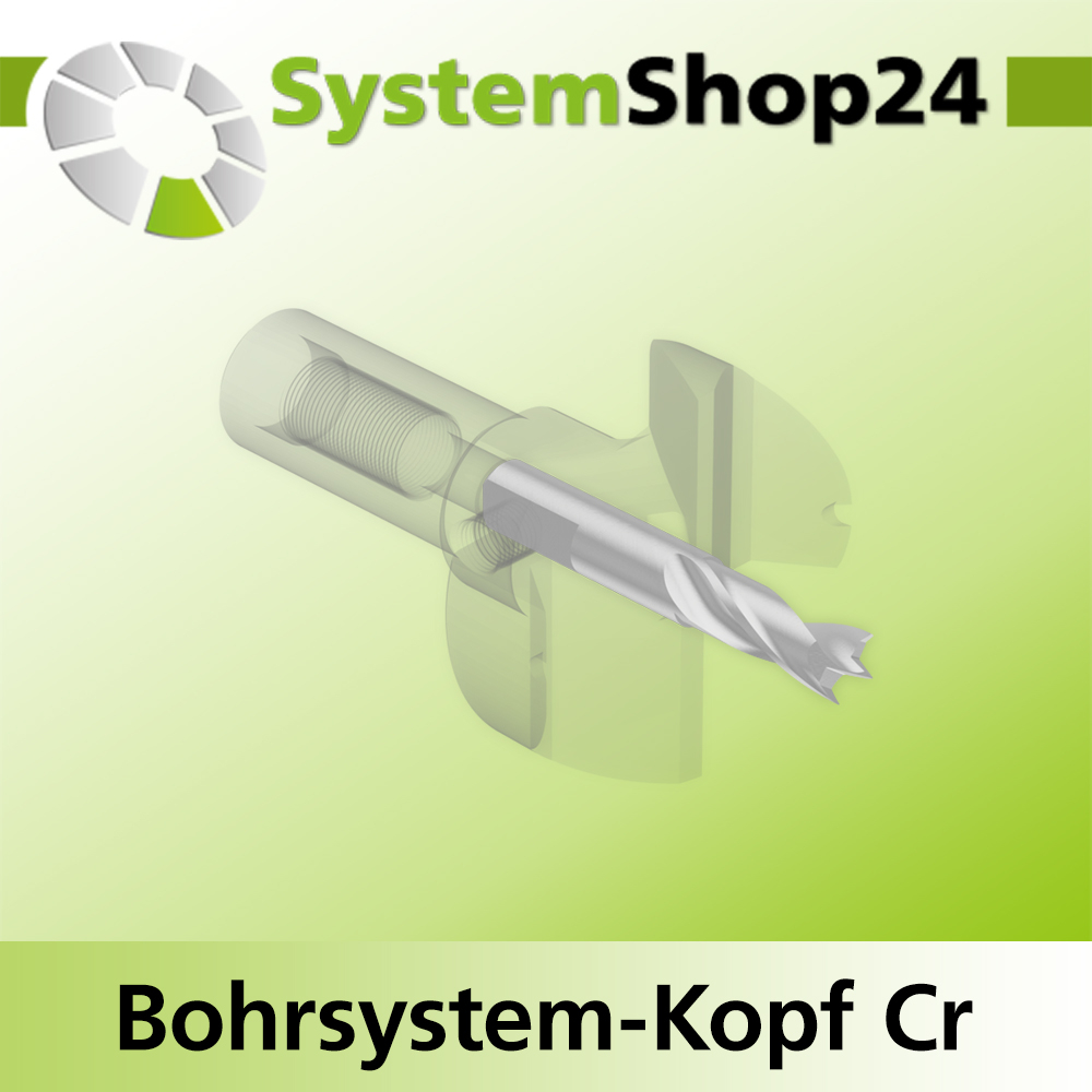 Systemshop24 Bohrsystem-Kopf Chromstahl D35mm (1 3/8") d6mm H12,7mm (1/2") SW14mm GL50mm S Gewinde innen M8 mit Passsitz RL