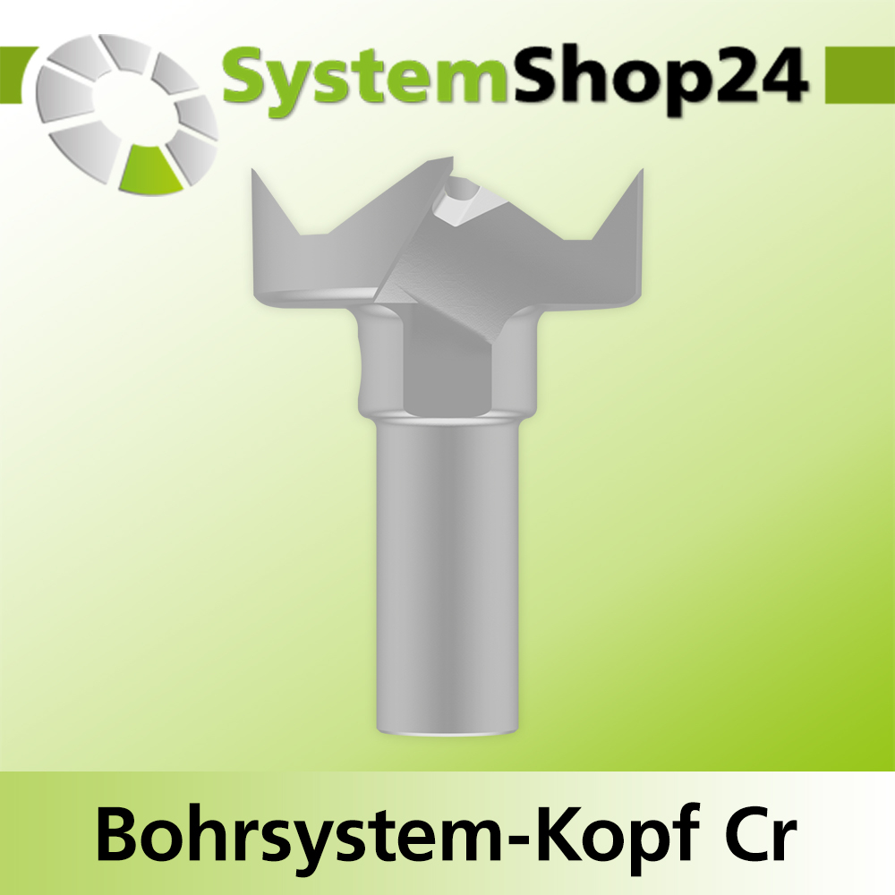 Systemshop24 Bohrsystem-Kopf Chromstahl D35mm (1 3/8") d6mm H12,7mm (1/2") SW14mm GL50mm S Gewinde innen M8 mit Passsitz RL
