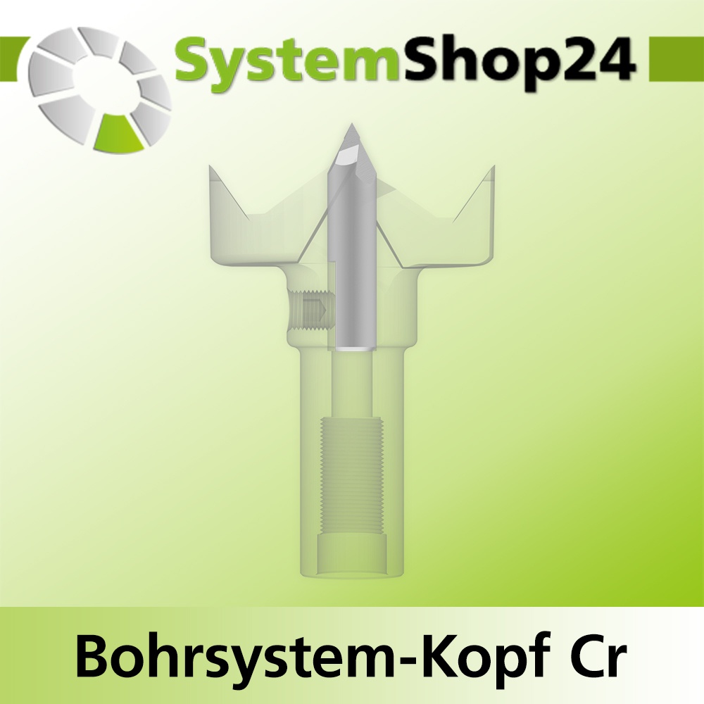 Systemshop24 Bohrsystem-Kopf Chromstahl D35mm (1 3/8") d6mm H12,7mm (1/2") SW14mm GL50mm S Gewinde innen M8 mit Passsitz RL