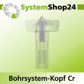 Systemshop24 Bohrsystem-Kopf Chromstahl D35mm (1 3/8") d6mm H12,7mm (1/2") SW14mm GL50mm S Gewinde innen M8 mit Passsitz RL