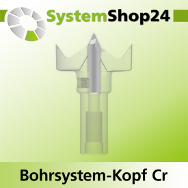 Systemshop24 Bohrsystem-Kopf Chromstahl D35mm (1 3/8") d6mm H12,7mm (1/2") SW14mm GL50mm S Gewinde innen M8 mit Passsitz RL