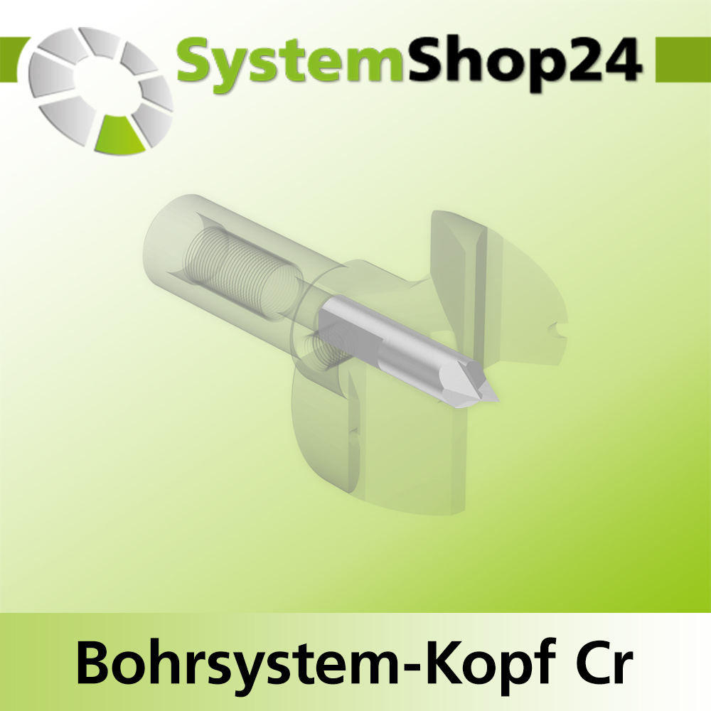 Systemshop24 Bohrsystem-Kopf Chromstahl D36mm d6mm H12,7mm (1/2") SW14mm GL50mm S Gewinde innen M8 mit Passsitz RL