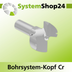Systemshop24 Bohrsystem-Kopf Chromstahl D36mm d6mm H12,7mm (1/2") SW14mm GL50mm S Gewinde innen M8 mit Passsitz RL
