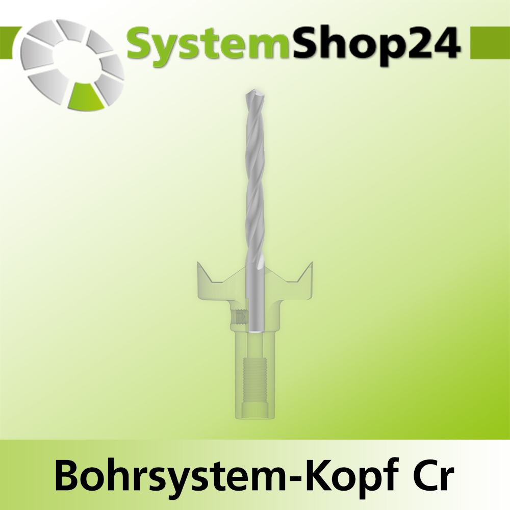 Systemshop24 Bohrsystem-Kopf Chromstahl D37mm d6mm H12,7mm (1/2") SW14mm GL50mm S Gewinde innen M8 mit Passsitz RL