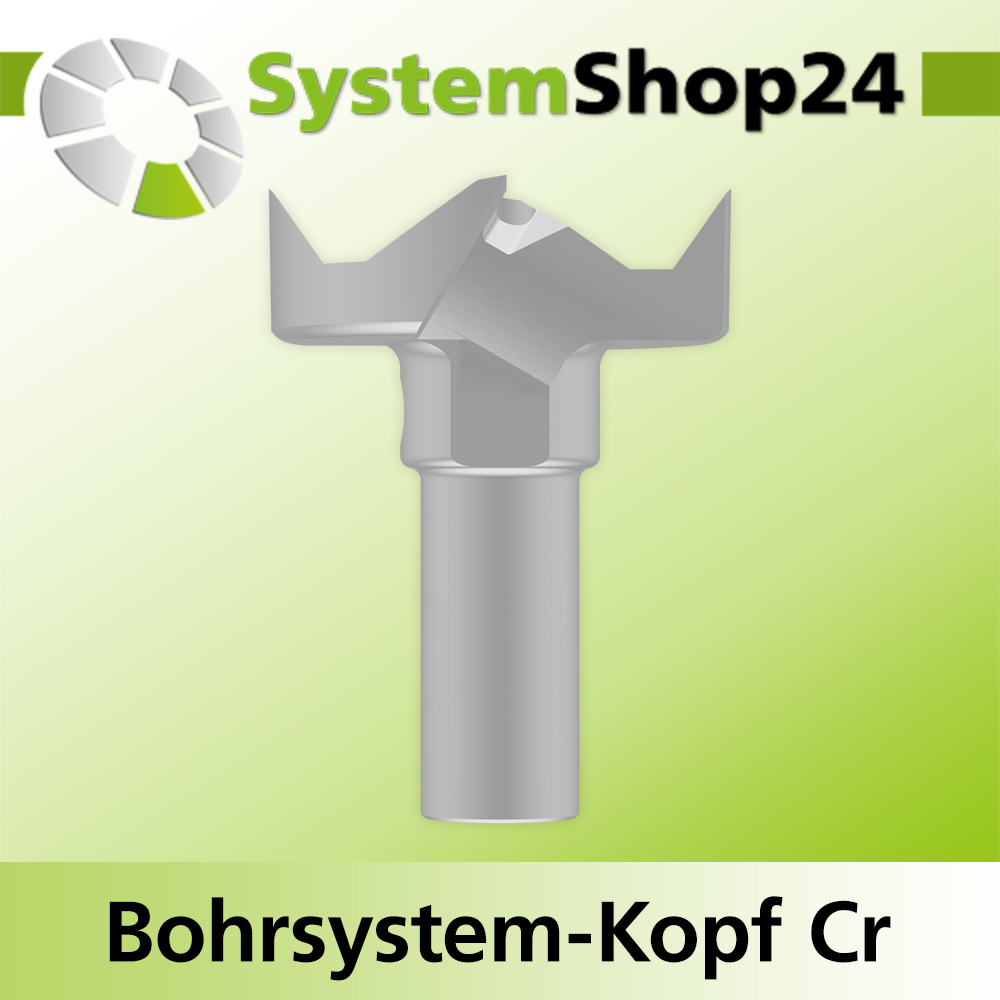 Systemshop24 Bohrsystem-Kopf Chromstahl D37mm d6mm H12,7mm (1/2") SW14mm GL50mm S Gewinde innen M8 mit Passsitz RL
