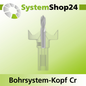 Systemshop24 Bohrsystem-Kopf Chromstahl D37mm d6mm H12,7mm (1/2") SW14mm GL50mm S Gewinde innen M8 mit Passsitz RL