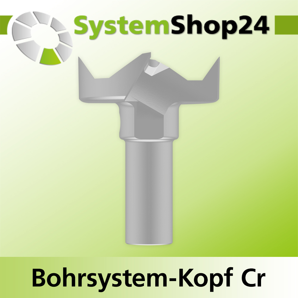 Systemshop24 Bohrsystem-Kopf Chromstahl D38mm d6mm H12,7mm (1/2") SW14mm GL50mm S Gewinde innen M8 mit Passsitz RL