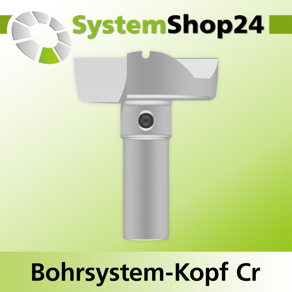 Systemshop24 Bohrsystem-Kopf Chromstahl D40mm d6mm H12,7mm (1/2") SW14mm GL50mm S Gewinde innen M8 mit Passsitz RL