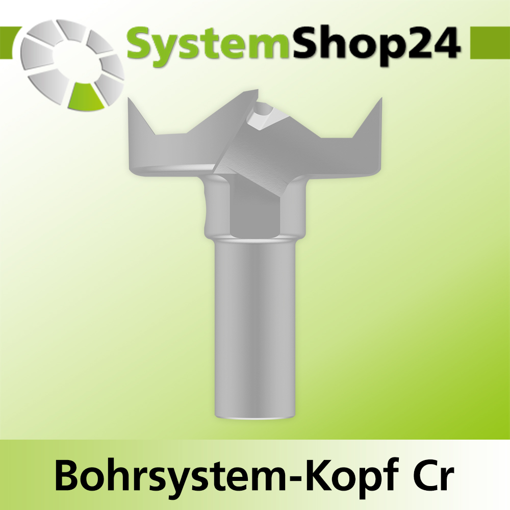 Systemshop24 Bohrsystem-Kopf Chromstahl D40mm d6mm H12,7mm (1/2") SW14mm GL50mm S Gewinde innen M8 mit Passsitz RL