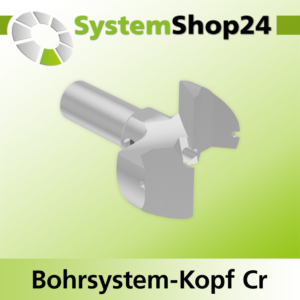 Systemshop24 Bohrsystem-Kopf Chromstahl D40mm d6mm H12,7mm (1/2") SW14mm GL50mm S Gewinde innen M8 mit Passsitz RL