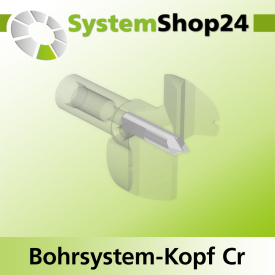 Systemshop24 Bohrsystem-Kopf Chromstahl D40mm d6mm H12,7mm (1/2") SW14mm GL50mm S Gewinde innen M8 mit Passsitz RL