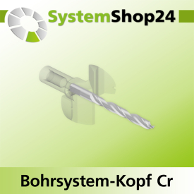 Systemshop24 Bohrsystem-Kopf Chromstahl D42mm d6mm H12,7mm (1/2") SW14mm GL50mm S Gewinde innen M8 mit Passsitz RL
