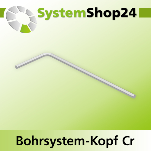 Systemshop24 Bohrsystem-Kopf Chromstahl D43mm d6mm H12,7mm (1/2") SW14mm GL50mm S Gewinde innen M8 mit Passsitz RL