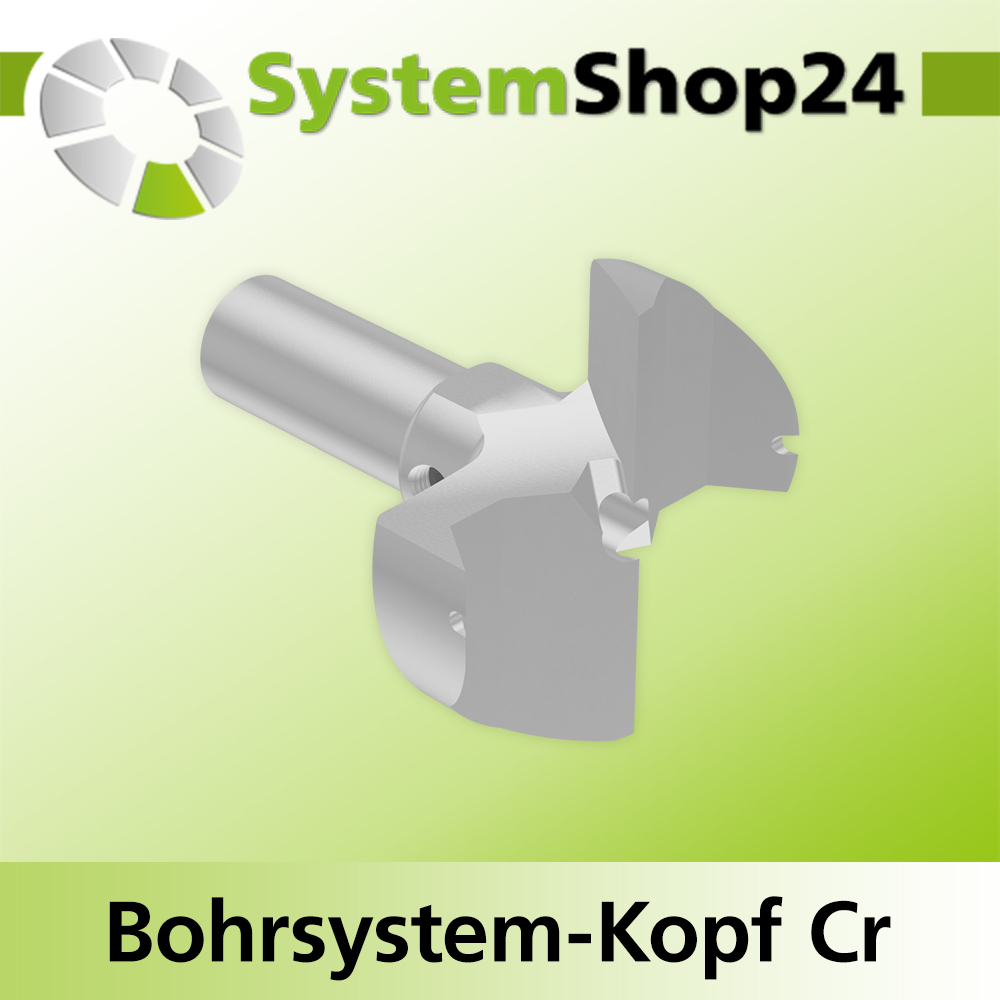 Systemshop24 Bohrsystem-Kopf Chromstahl D43mm d6mm H12,7mm (1/2") SW14mm GL50mm S Gewinde innen M8 mit Passsitz RL