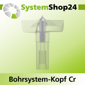 Systemshop24 Bohrsystem-Kopf Chromstahl D43mm d6mm H12,7mm (1/2") SW14mm GL50mm S Gewinde innen M8 mit Passsitz RL