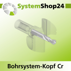 Systemshop24 Bohrsystem-Kopf Chromstahl D43mm d6mm H12,7mm (1/2") SW14mm GL50mm S Gewinde innen M8 mit Passsitz RL
