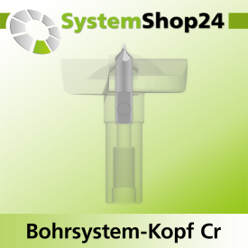 Systemshop24 Bohrsystem-Kopf Chromstahl D44mm d6mm H12,7mm (1/2") SW14mm GL50mm S Gewinde innen M8 mit Passsitz RL
