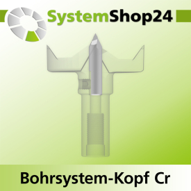 Systemshop24 Bohrsystem-Kopf Chromstahl D44mm d6mm H12,7mm (1/2") SW14mm GL50mm S Gewinde innen M8 mit Passsitz RL