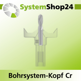 Systemshop24 Bohrsystem-Kopf Chromstahl D44mm d6mm H12,7mm (1/2") SW14mm GL50mm S Gewinde innen M8 mit Passsitz RL