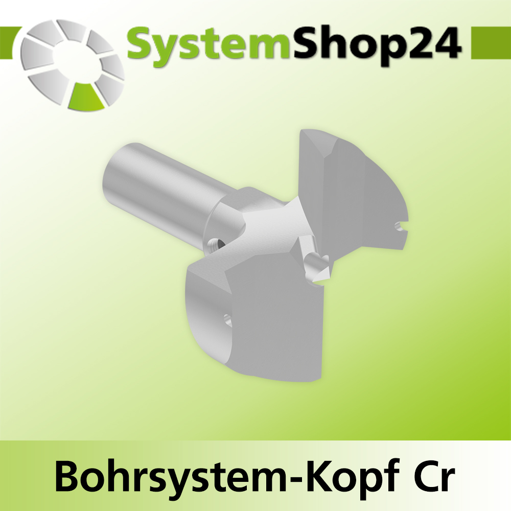 Systemshop24 Bohrsystem-Kopf Chromstahl D45mm d6mm H12,7mm (1/2") SW14mm GL50mm S Gewinde innen M8 mit Passsitz RL