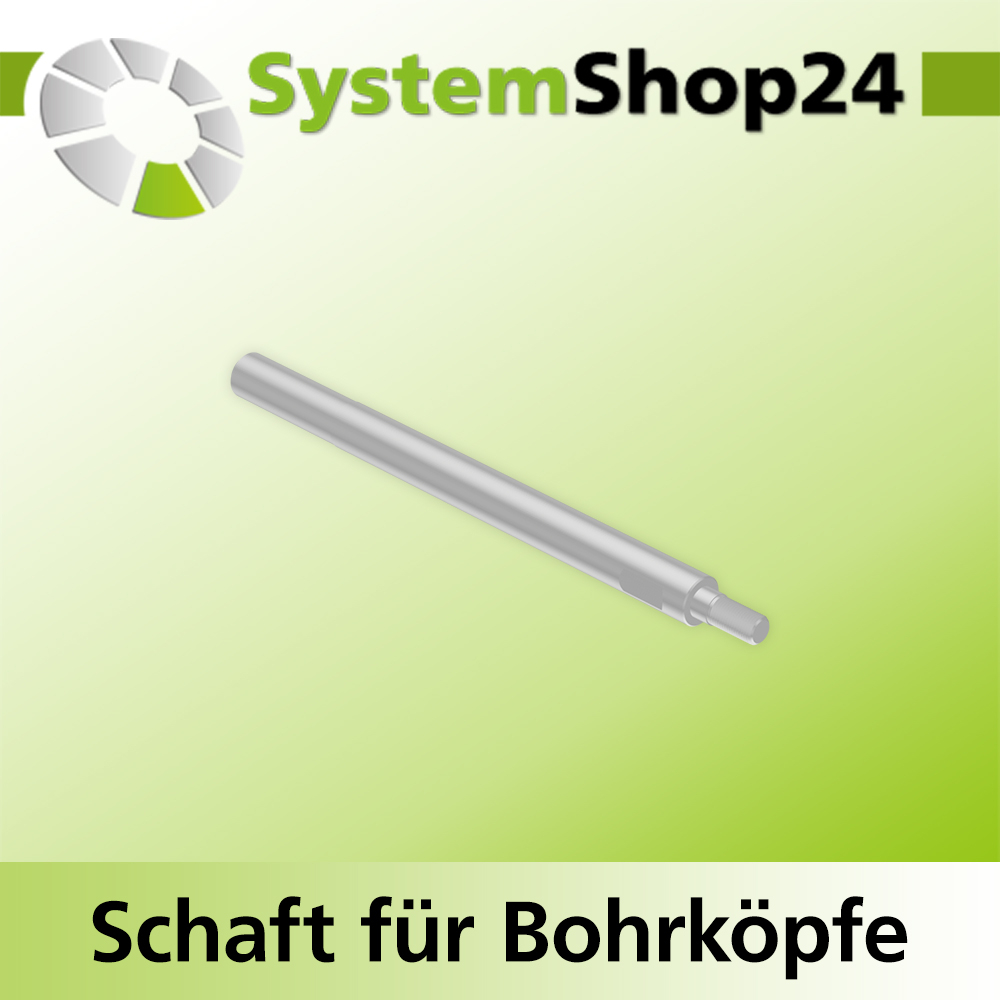 Systemshop24 Schaft für Bohrköpfe D15-30mm mit Schaft Gewinde innen M6 mit Passsitz D10mm SW9mm NL130mm GL145mm S10mm rund