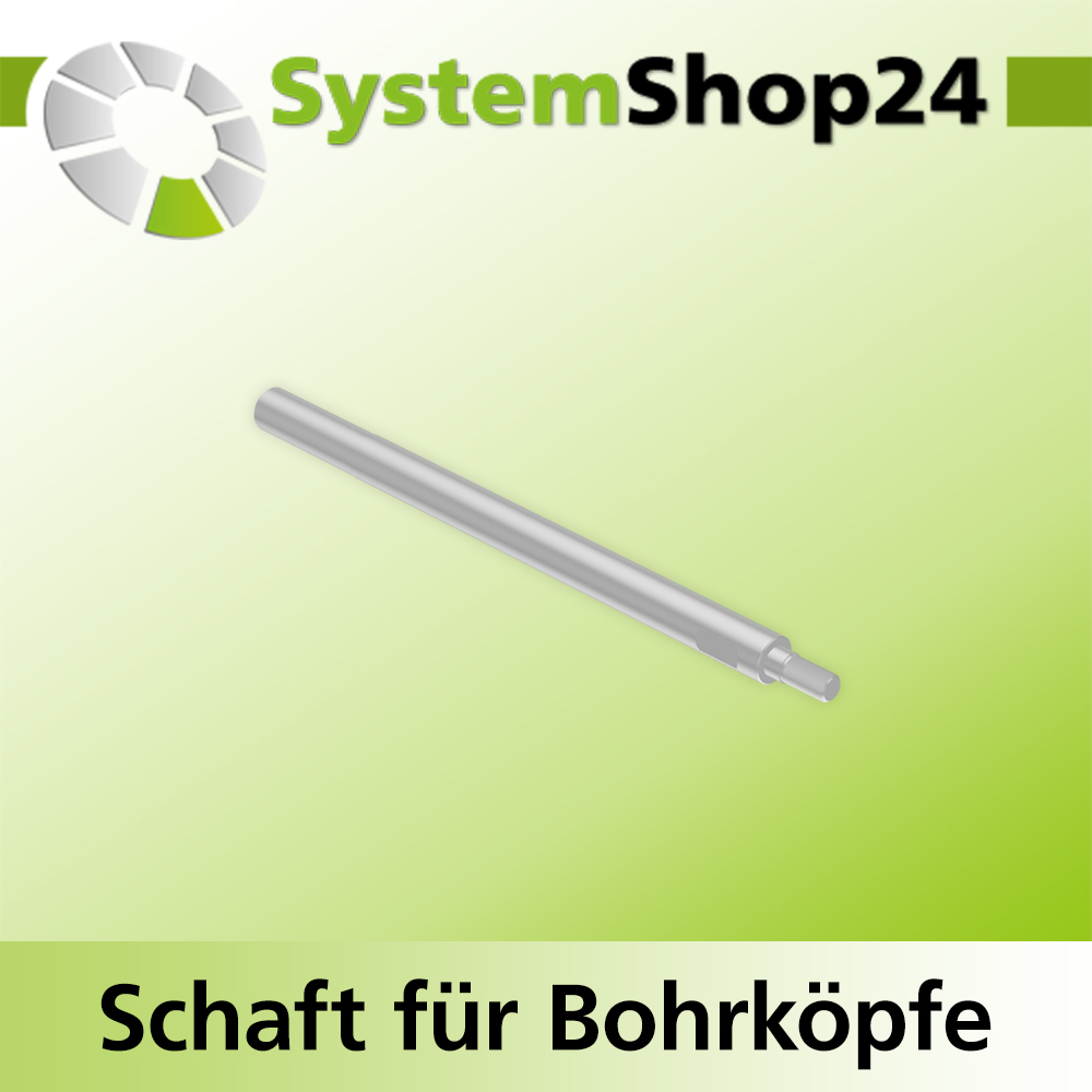 Systemshop24 Schaft für Bohrköpfe D15-30mm mit Schaft Gewinde innen M6 mit Passsitz D10mm SW9mm NL150mm GL165mm S10mm rund