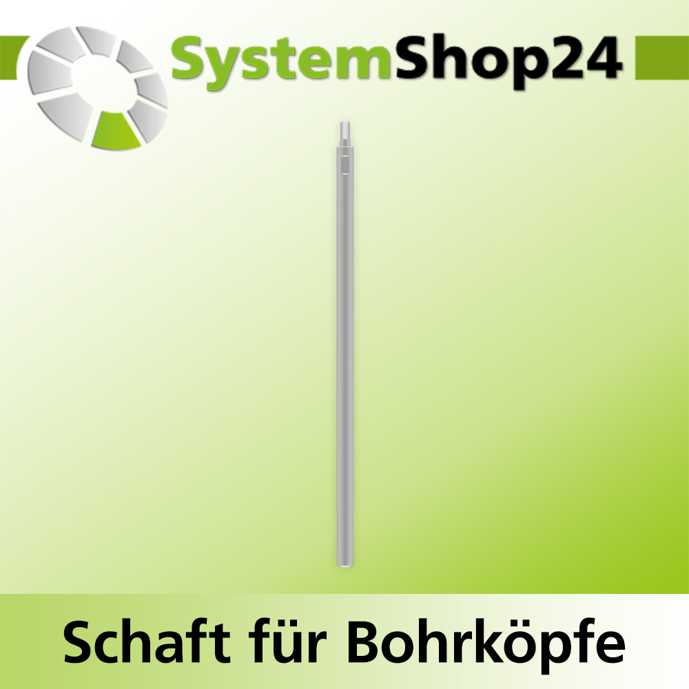 Systemshop24 Schaft für Bohrköpfe D15-30mm mit Schaft Gewinde innen M6 mit Passsitz D10mm SW9mm NL250mm GL265mm S10mm rund