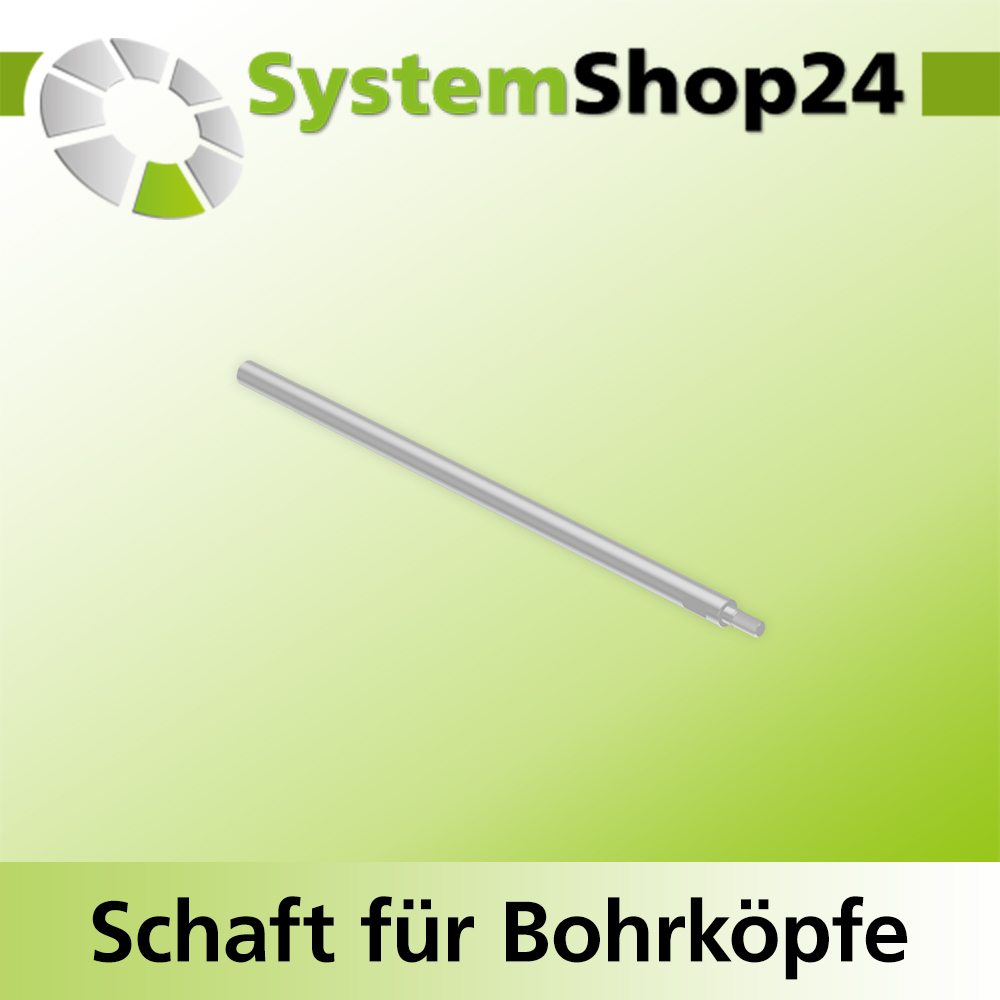 Systemshop24 Schaft für Bohrköpfe D15-30mm mit Schaft Gewinde innen M6 mit Passsitz D10mm SW9mm NL250mm GL265mm S10mm rund