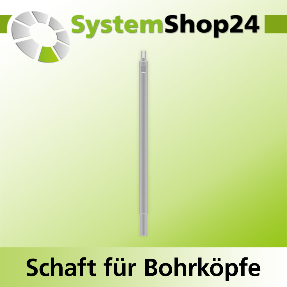 Systemshop24 Schaft für Bohrköpfe D31-49mm mit Schaft Gewinde innen M8 mit Passsitz D12,7mm (1/2") SW11mm NL250mm GL265mm S10mm rund