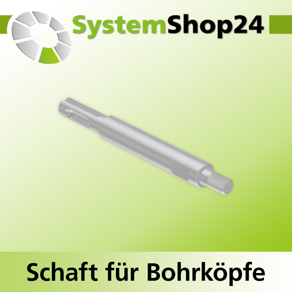Systemshop24 Schaft für Bohrköpfe D31-49mm mit Schaft Gewinde innen M8 mit Passsitz D12,7mm (1/2") SW11mm NL100mm GL115mm SDS Plus