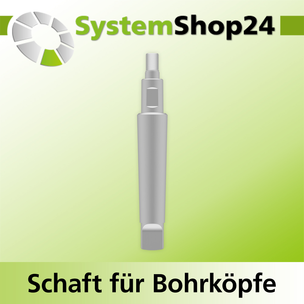 Systemshop24 Schaft für Bohrköpfe D31-49mm mit Schaft Gewinde innen M8 mit Passsitz D12,7mm (1/2") SW11mm NL100mm GL115mm Morsekonus MK2