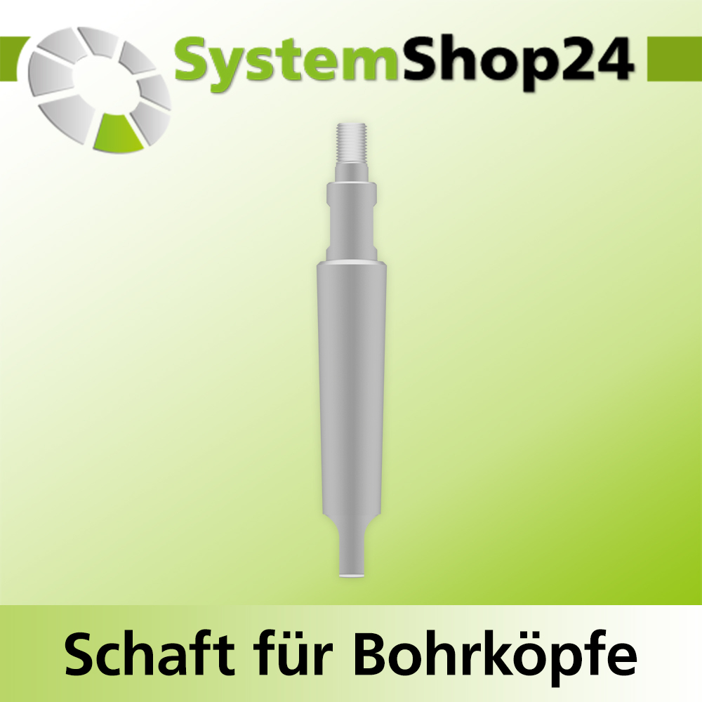 Systemshop24 Schaft für Bohrköpfe D31-49mm mit Schaft Gewinde innen M8 mit Passsitz D12,7mm (1/2") SW11mm NL100mm GL115mm Morsekonus MK2