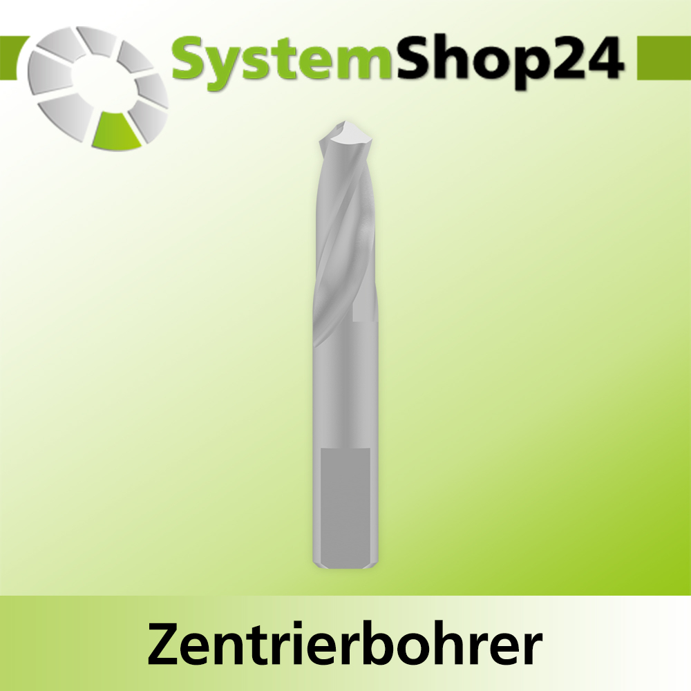 Systemshop24 Zentrierbohrer mit Dachformspitze HSS M2 D6mm NL21mm GL41mm S6mm