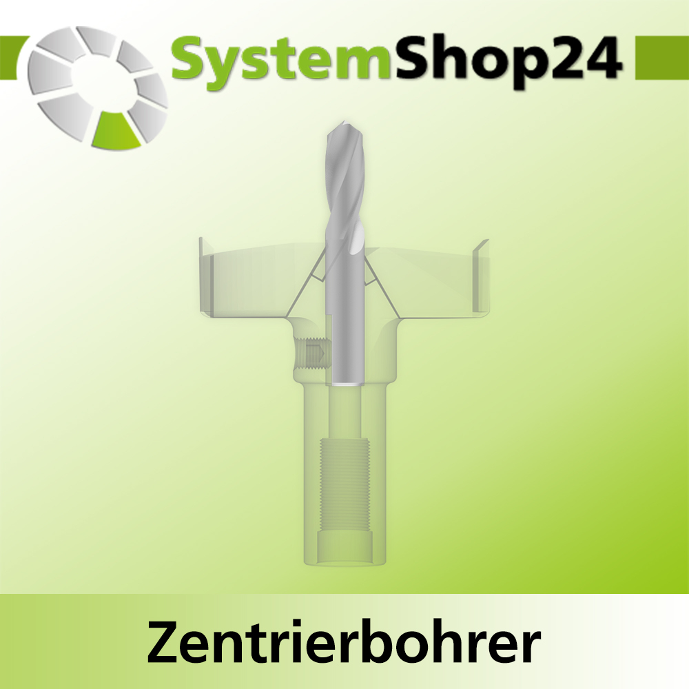 Systemshop24 Zentrierbohrer mit Dachformspitze HSS M2 D6mm NL21mm GL41mm S6mm