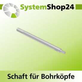 Systemshop24 Schaft für Bohrköpfe D15-30mm mit Schaft Gewinde innen M6 mit Passsitz D10mm SW9mm NL160mm GL175mm S10mm sechskant