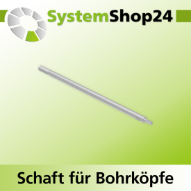 Systemshop24 Schaft für Bohrköpfe D15-30mm mit Schaft Gewinde innen M6 mit Passsitz D10mm SW9mm NL250mm GL265mm S10mm sechskant