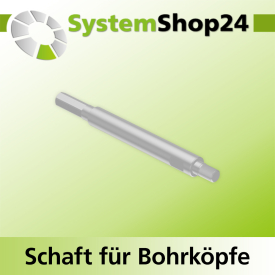 Systemshop24 Schaft für Bohrköpfe D31-49mm mit Schaft Gewinde innen M8 mit Passsitz D12,7mm (1/2") SW11mm NL120mm GL135mm S10mm sechskant