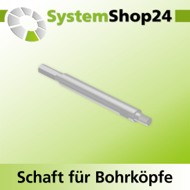 Systemshop24 Schaft für Bohrköpfe D31-49mm mit Schaft Gewinde innen M8 mit Passsitz D12,7mm (1/2") SW11mm NL130mm GL145mm S10mm sechskant