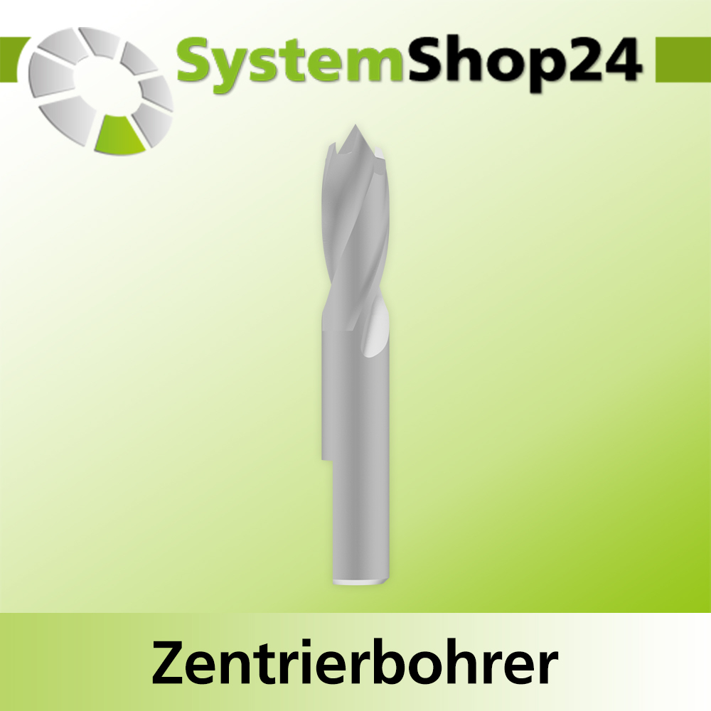 Systemshop24 Zentrierbohrer mit Zentrierspitze und Vorschneidern HSS M2 D6mm NL21mm GL41mm S6mm