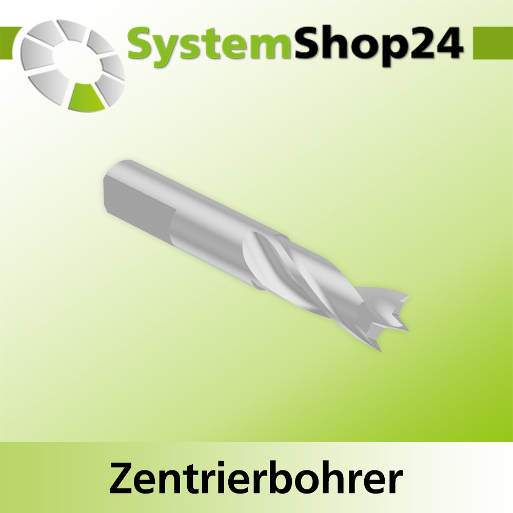 Systemshop24 Zentrierbohrer mit Zentrierspitze und Vorschneidern HSS M2 D6mm NL21mm GL41mm S6mm