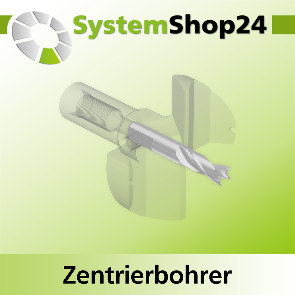 Systemshop24 Zentrierbohrer mit Zentrierspitze und Vorschneidern HSS M2 D6mm NL21mm GL41mm S6mm