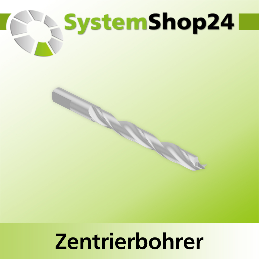 Systemshop24 Zentrierbohrer mit Zentrierspitze und Vorschneidern HSS M2 D6mm NL57mm GL77mm S6mm